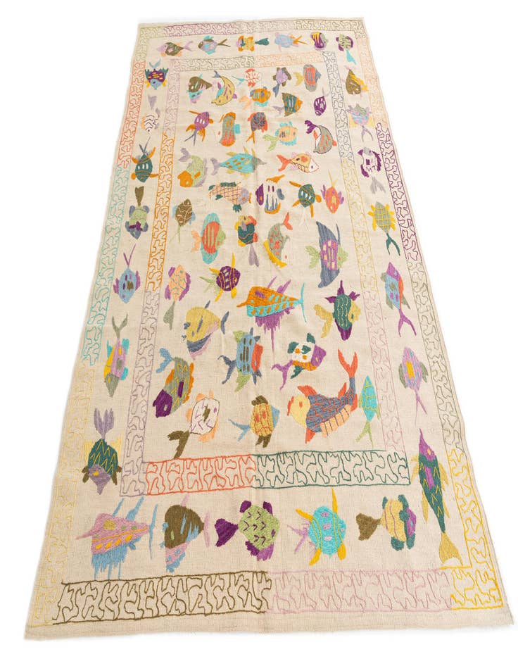 Detail image of  5' 6 x 7' 8  Hand Woven Kilim Suzani Wool Rug