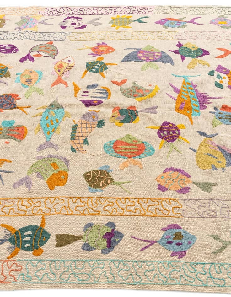 Detail image of  5' 6 x 7' 8  Hand Woven Kilim Suzani Wool Rug