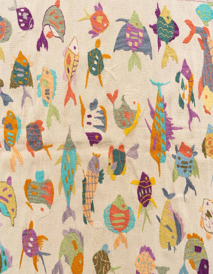 Detail image of  5' 6 x 7' 8  Hand Woven Kilim Suzani Wool Rug