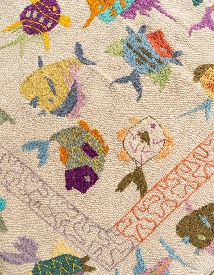 Detail image of  5' 6 x 7' 8  Hand Woven Kilim Suzani Wool Rug