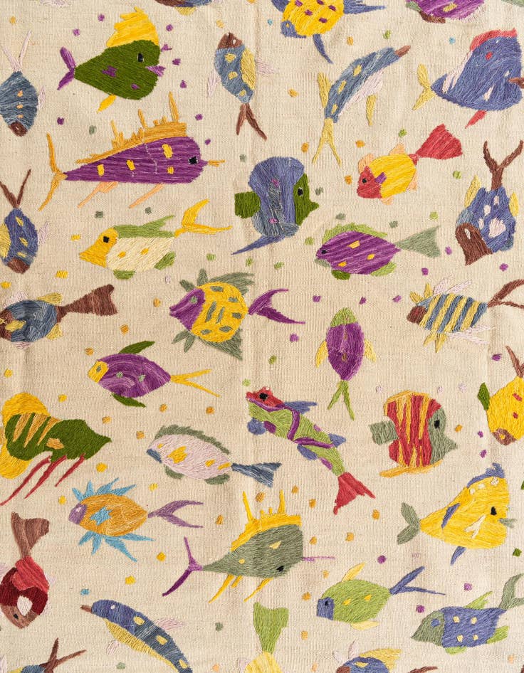 Detail image of  5' 7 x 7' 9  Hand Woven Kilim Suzani Wool Rug