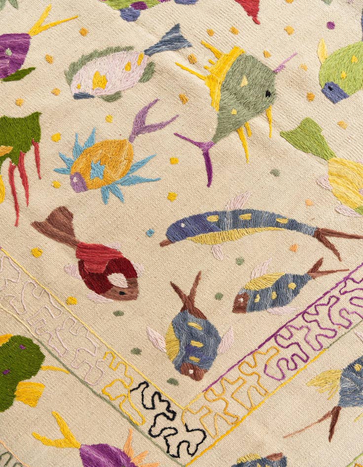 Detail image of  5' 7 x 7' 9  Hand Woven Kilim Suzani Wool Rug