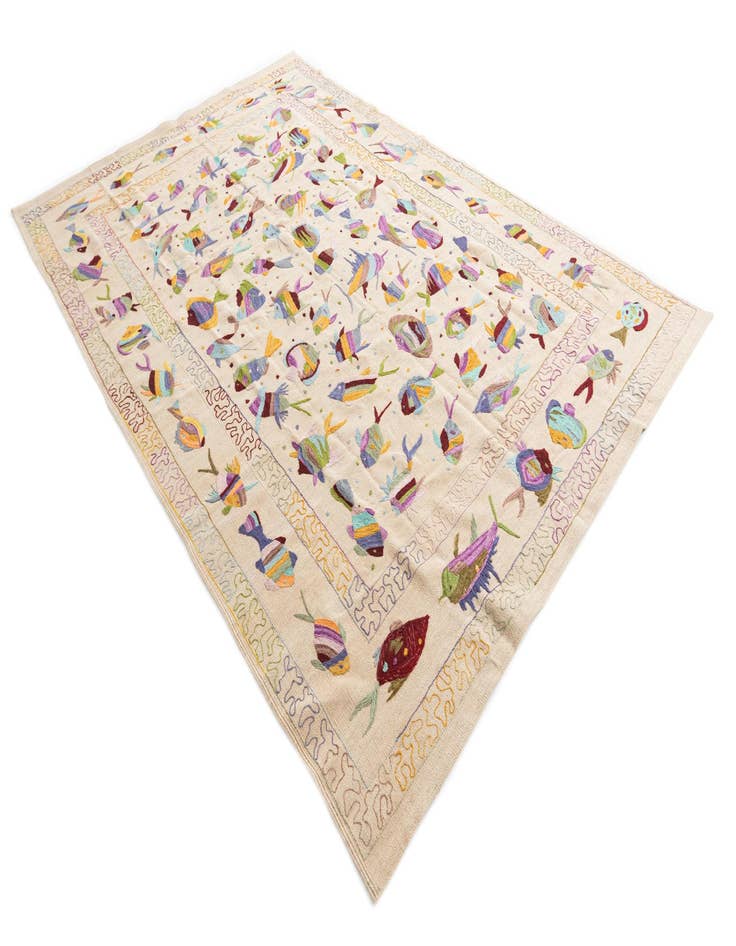 Detail image of  6' 4 x 9' 5  Hand Woven Kilim Suzani Wool Rug