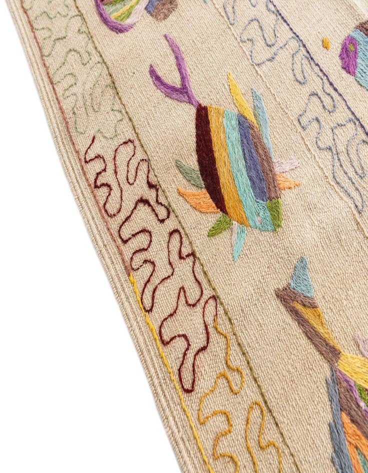 Detail image of  6' 4 x 9' 5  Hand Woven Kilim Suzani Wool Rug