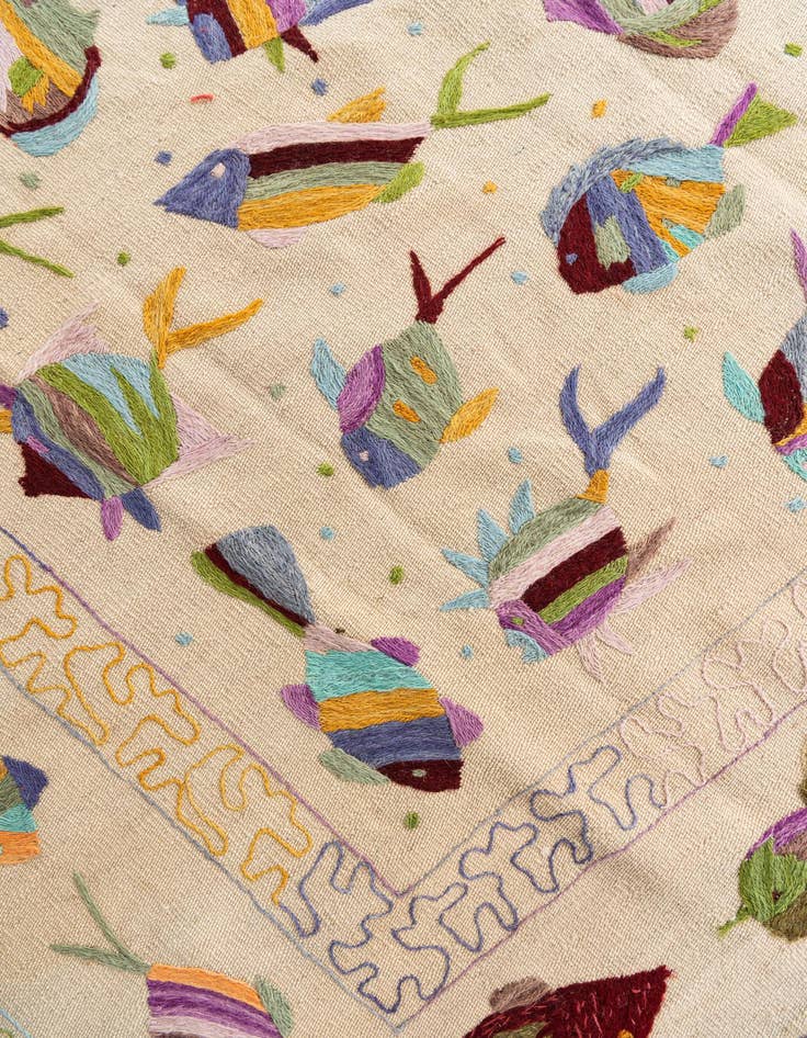 Detail image of  6' 4 x 9' 5  Hand Woven Kilim Suzani Wool Rug