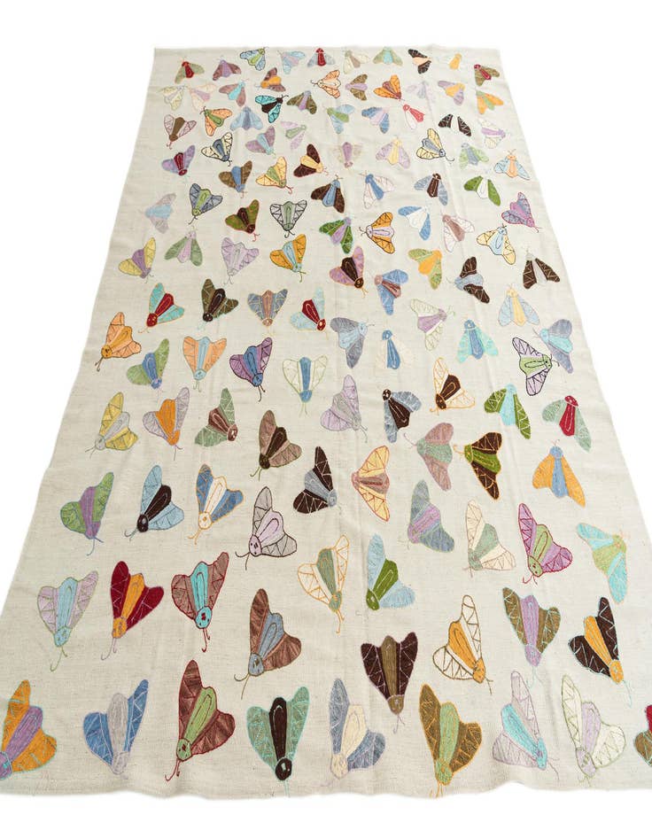 Detail image of  8' 1 x 9' 4  Hand Woven Kilim Suzani Wool Rug