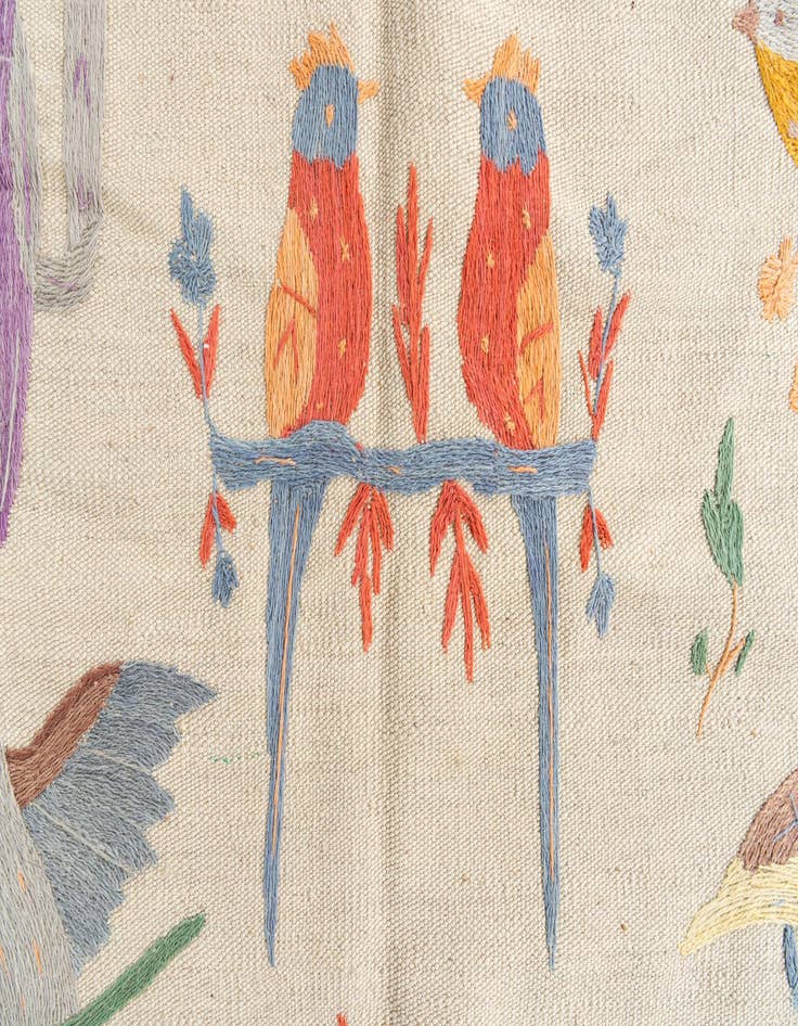 Detail image of  8' 2 x 9' 4  Hand Woven Kilim Suzani Wool Rug