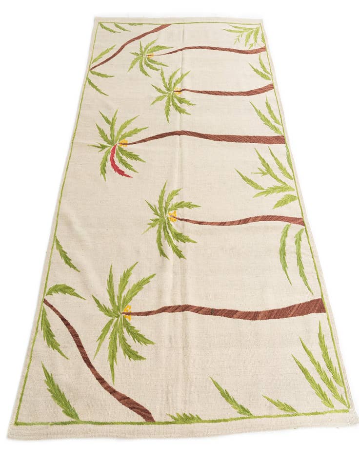 Detail image of  5' 6 x 7' 6  Hand Woven Kilim Suzani Wool Rug