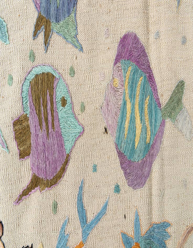 Detail image of  7' 1 x 9' 8  Hand Woven Kilim Suzani Wool Rug