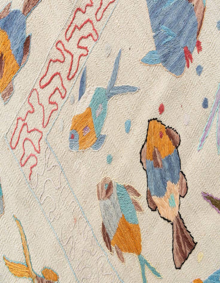 Detail image of  7' 1 x 9' 8  Hand Woven Kilim Suzani Wool Rug