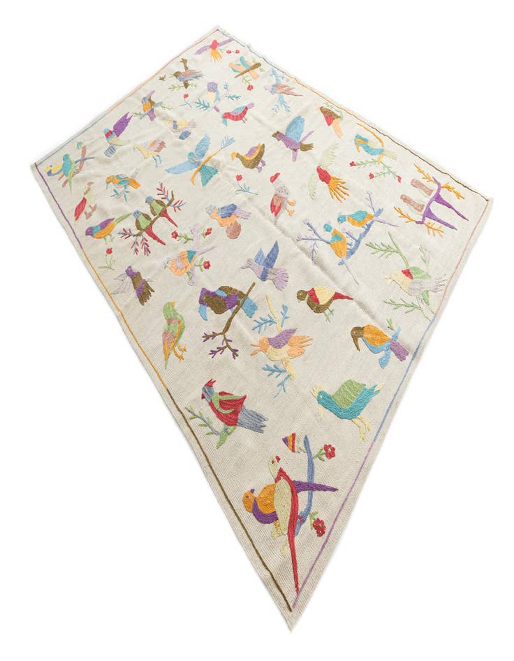 Detail image of  5' 7 x 8'  Hand Woven Kilim Suzani Wool Rug