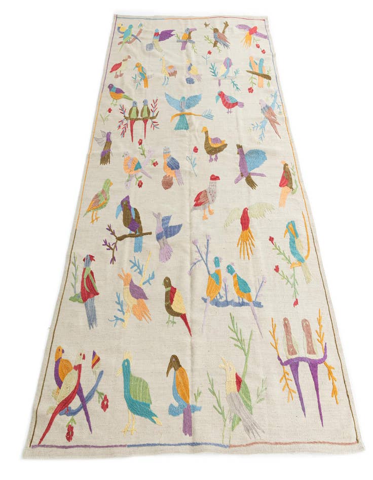 Detail image of  5' 7 x 8'  Hand Woven Kilim Suzani Wool Rug