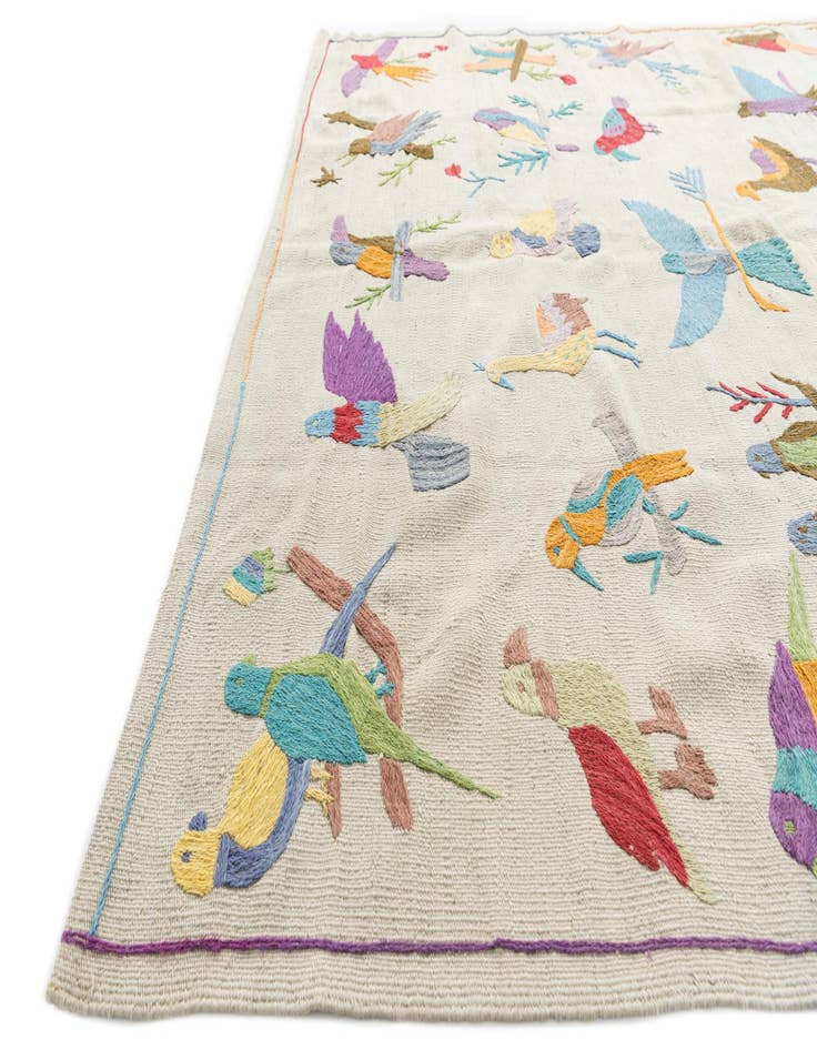 Detail image of  5' 7 x 8'  Hand Woven Kilim Suzani Wool Rug