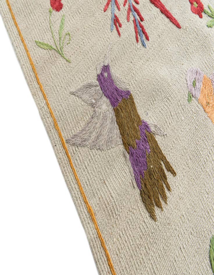 Detail image of  5' 7 x 8'  Hand Woven Kilim Suzani Wool Rug