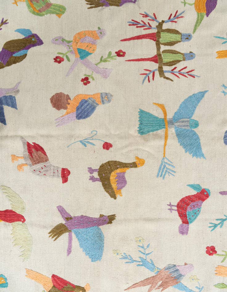 Detail image of  5' 7 x 8'  Hand Woven Kilim Suzani Wool Rug