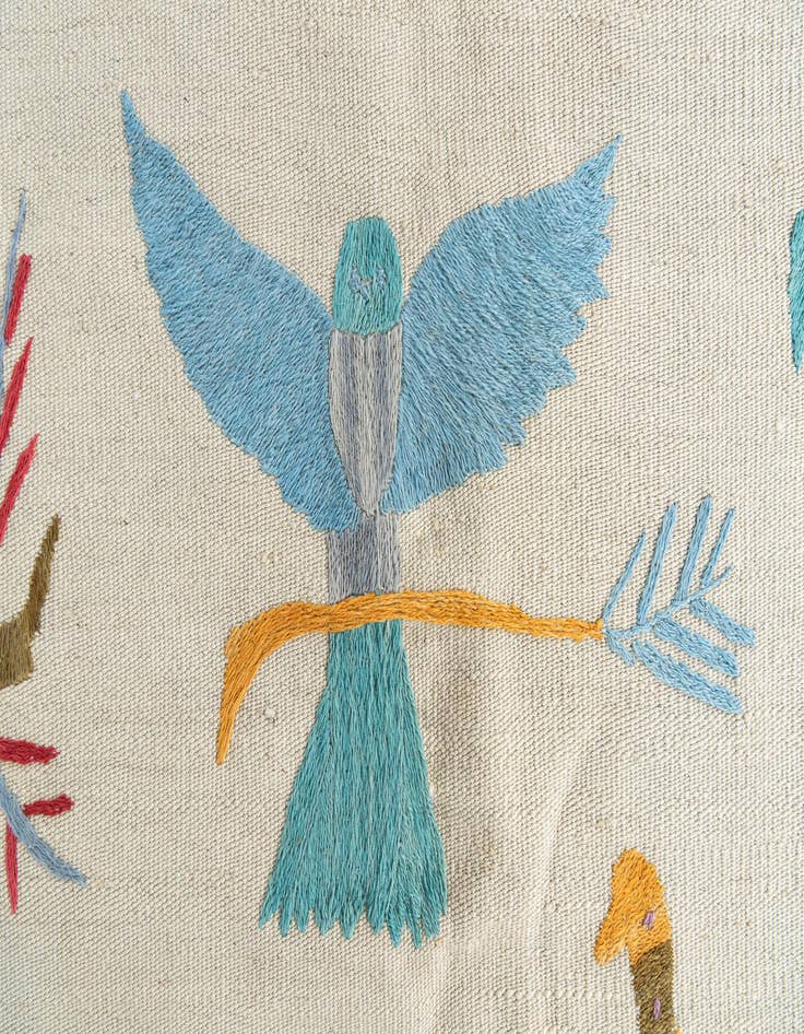 Detail image of  5' 7 x 8'  Hand Woven Kilim Suzani Wool Rug