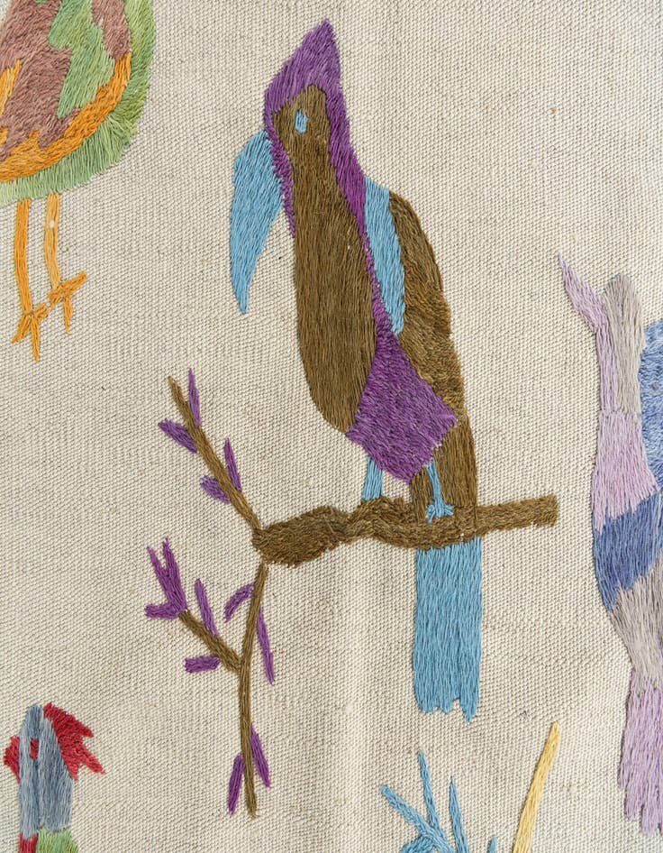 Detail image of  5' 7 x 8'  Hand Woven Kilim Suzani Wool Rug