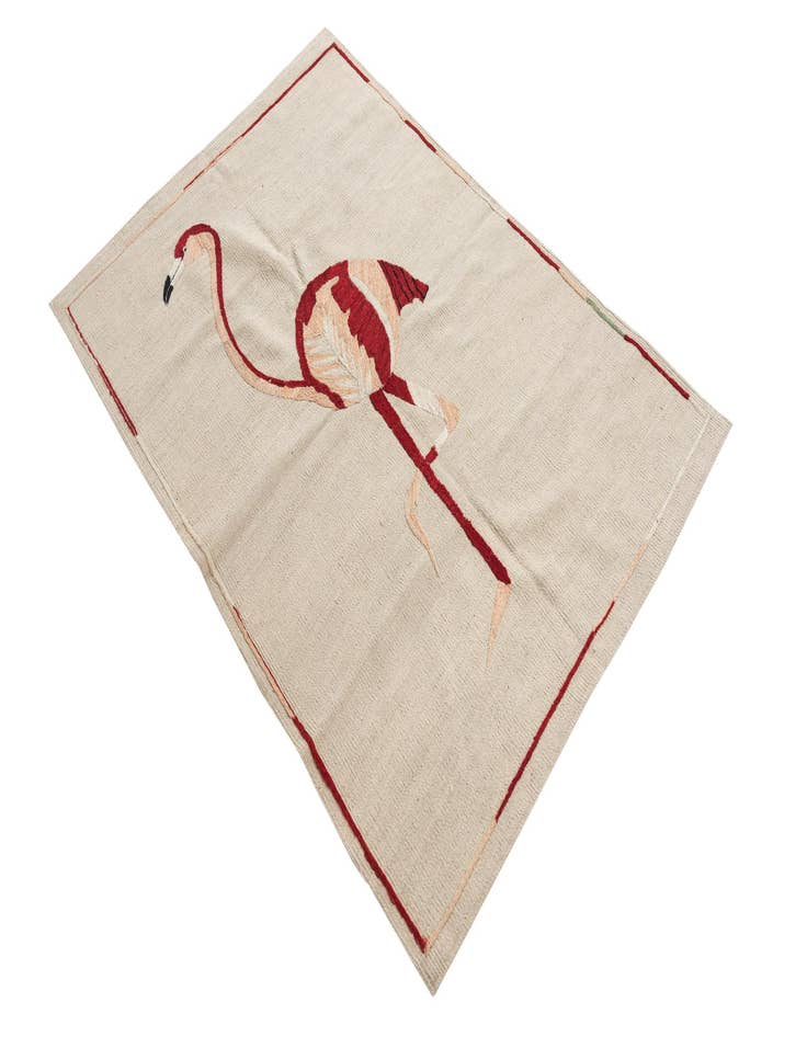 Detail image of  3' 3 x 4' 9  Hand Woven Kilim Suzani Wool Rug