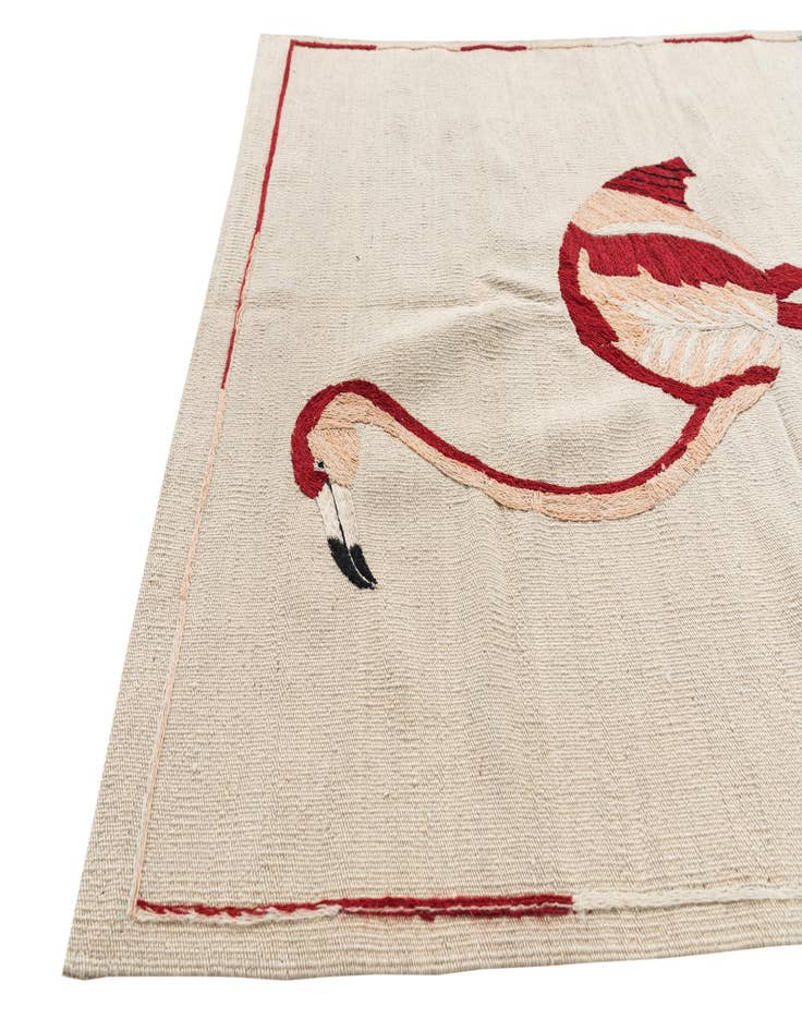 Detail image of  3' 3 x 4' 9  Hand Woven Kilim Suzani Wool Rug