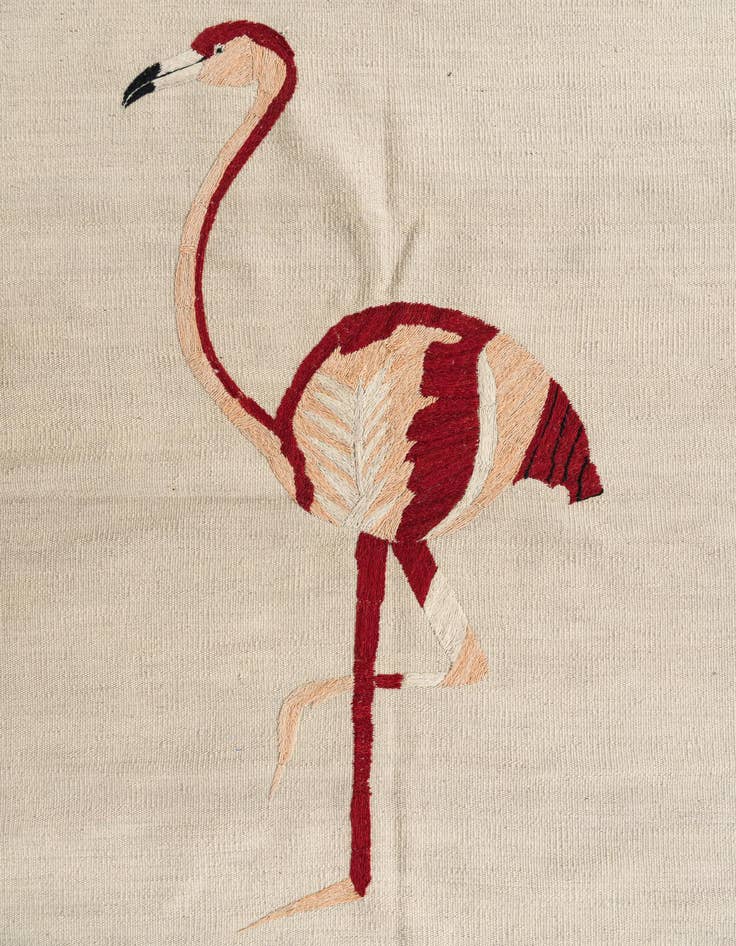 Detail image of  3' 3 x 4' 9  Hand Woven Kilim Suzani Wool Rug