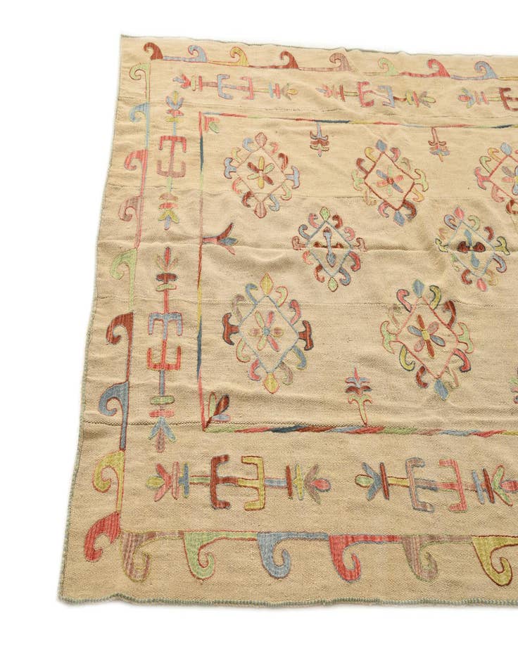 Detail image of  5' 7 x 7' 5  Hand Woven Kilim Suzani Wool Rug