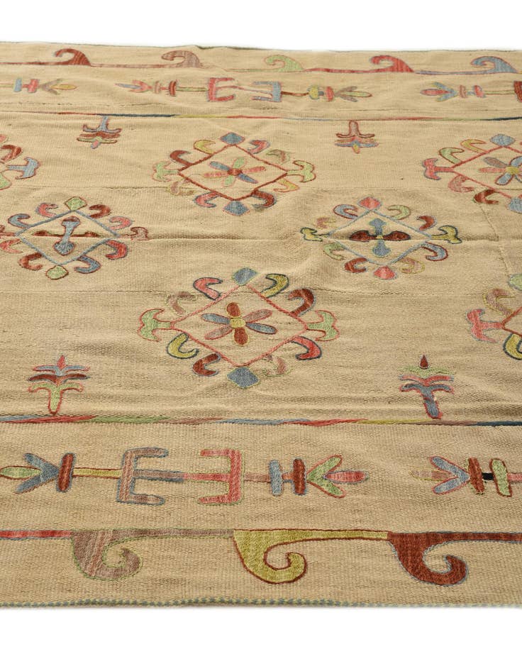 Detail image of  5' 7 x 7' 5  Hand Woven Kilim Suzani Wool Rug