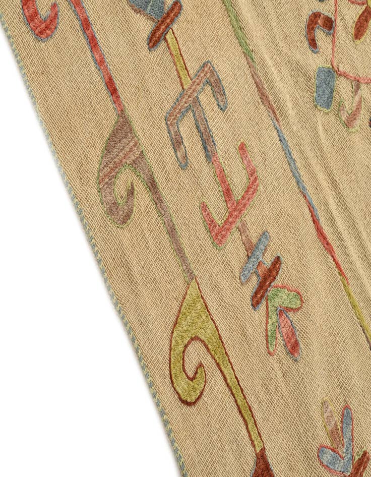 Detail image of  5' 7 x 7' 5  Hand Woven Kilim Suzani Wool Rug