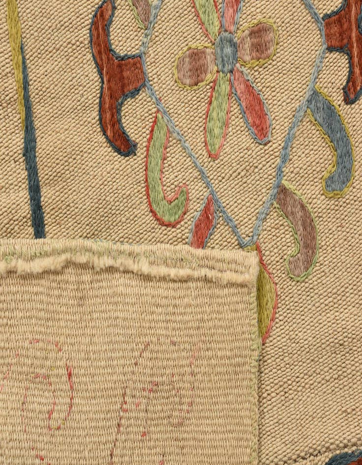 Detail image of  5' 7 x 7' 5  Hand Woven Kilim Suzani Wool Rug