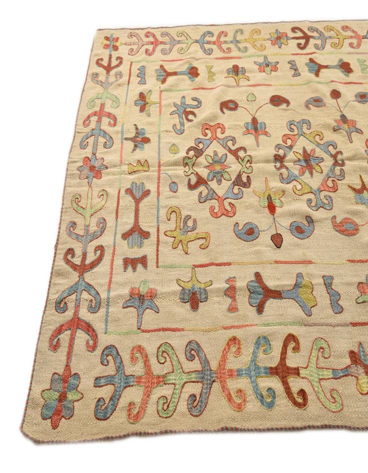 Detail image of  5' 11 x 7' 7  Hand Woven Kilim Suzani Wool Rug