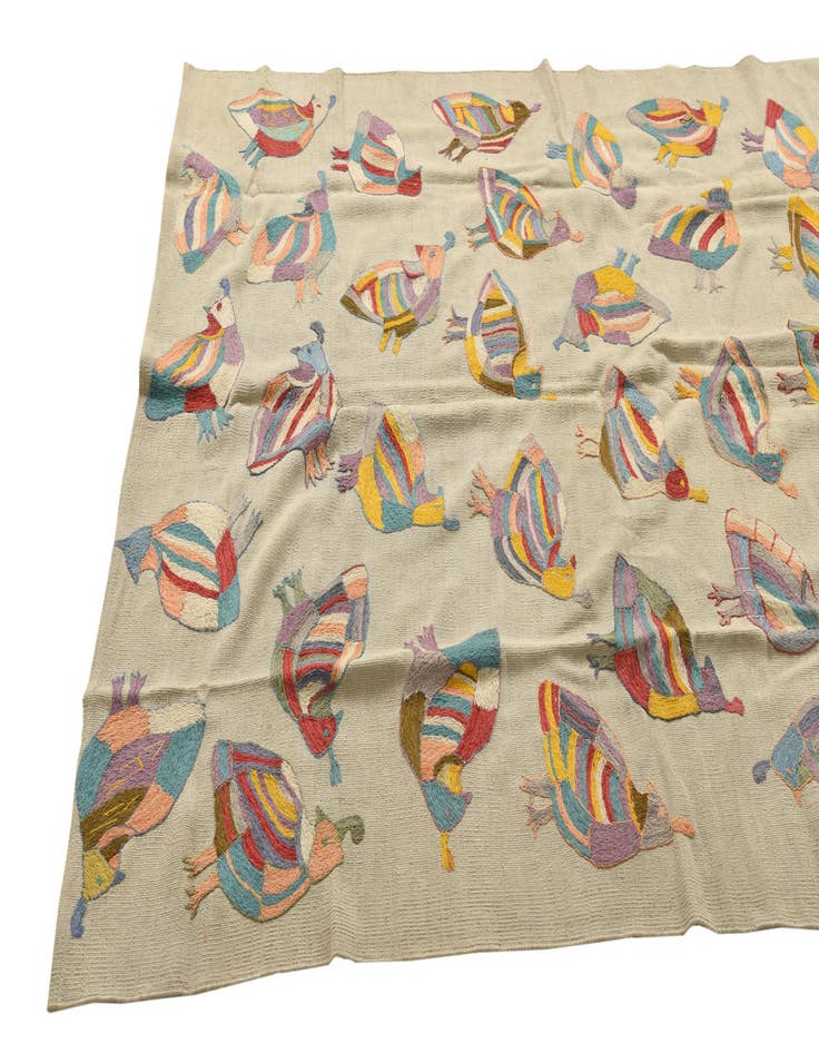 Detail image of  5' 4 x 7' 2  Hand Woven Kilim Suzani Wool Rug