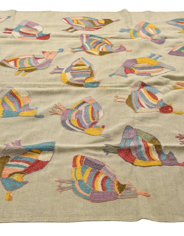 Detail image of  5' 4 x 7' 2  Hand Woven Kilim Suzani Wool Rug