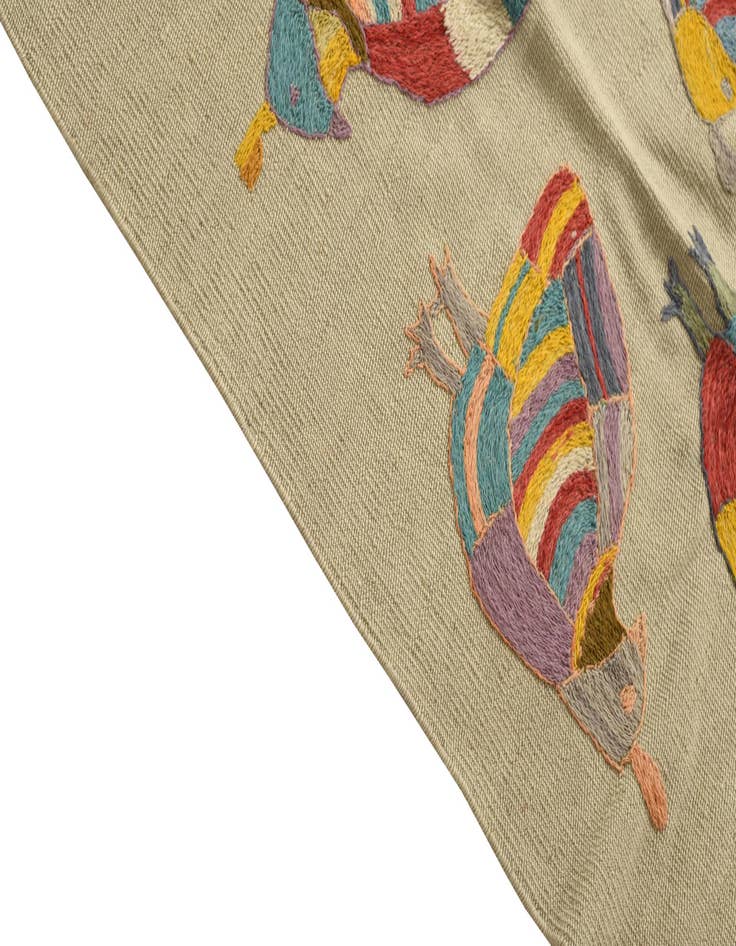 Detail image of  5' 4 x 7' 2  Hand Woven Kilim Suzani Wool Rug