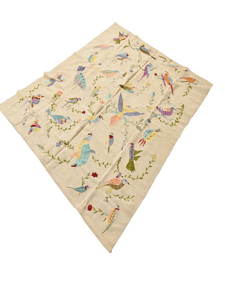 Detail image of  5' 9 x 7' 5  Hand Woven Kilim Suzani Wool Rug