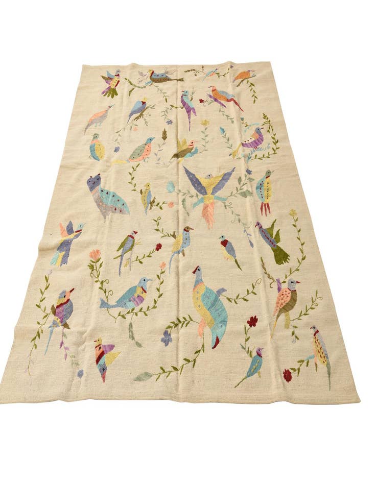 Detail image of  5' 9 x 7' 5  Hand Woven Kilim Suzani Wool Rug