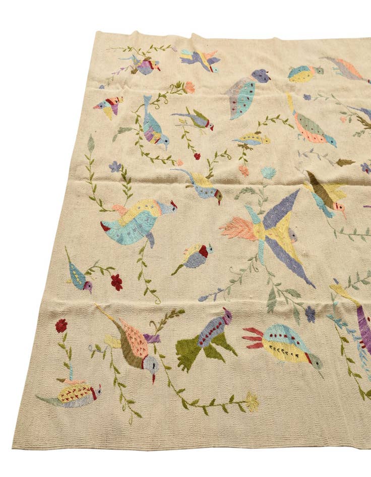 Detail image of  5' 9 x 7' 5  Hand Woven Kilim Suzani Wool Rug