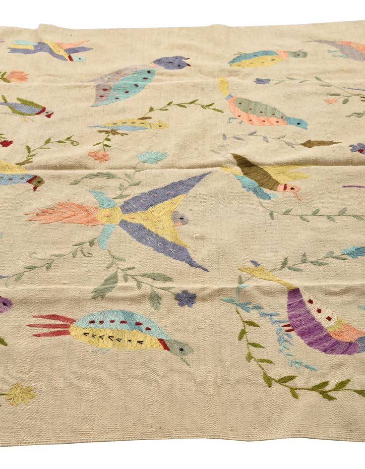 Detail image of  5' 9 x 7' 5  Hand Woven Kilim Suzani Wool Rug