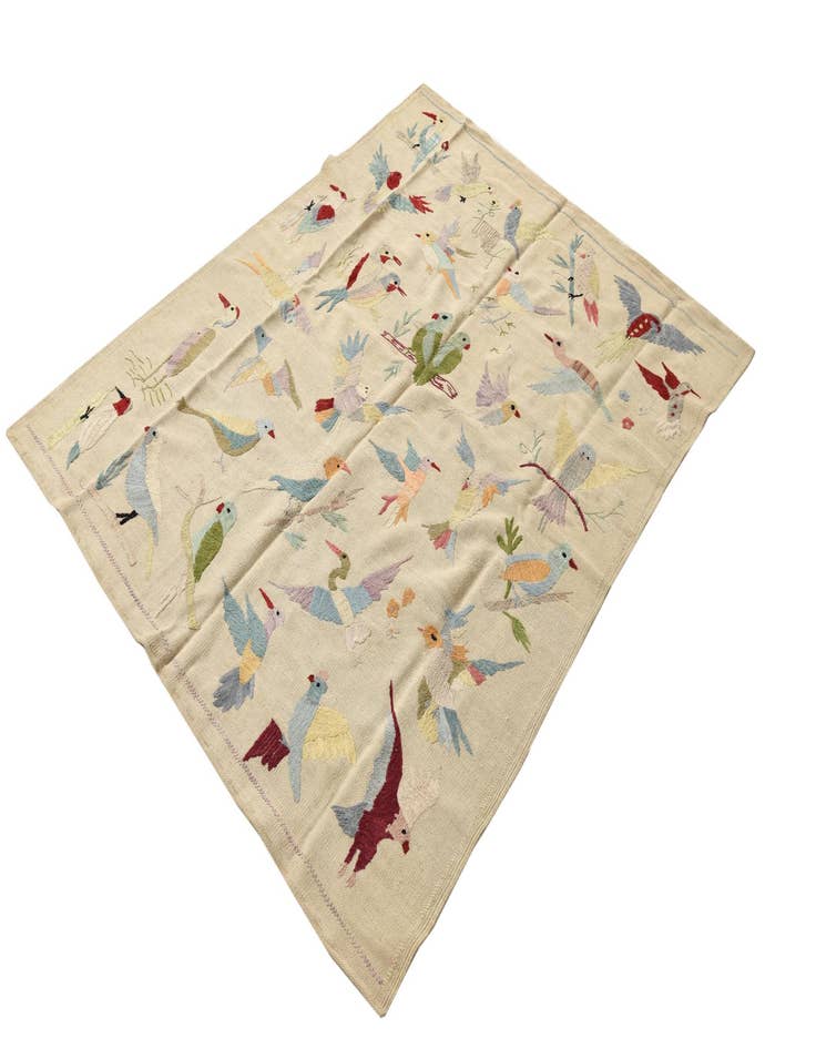 Detail image of  4' 11 x 6' 3  Hand Woven Kilim Suzani Wool Rug