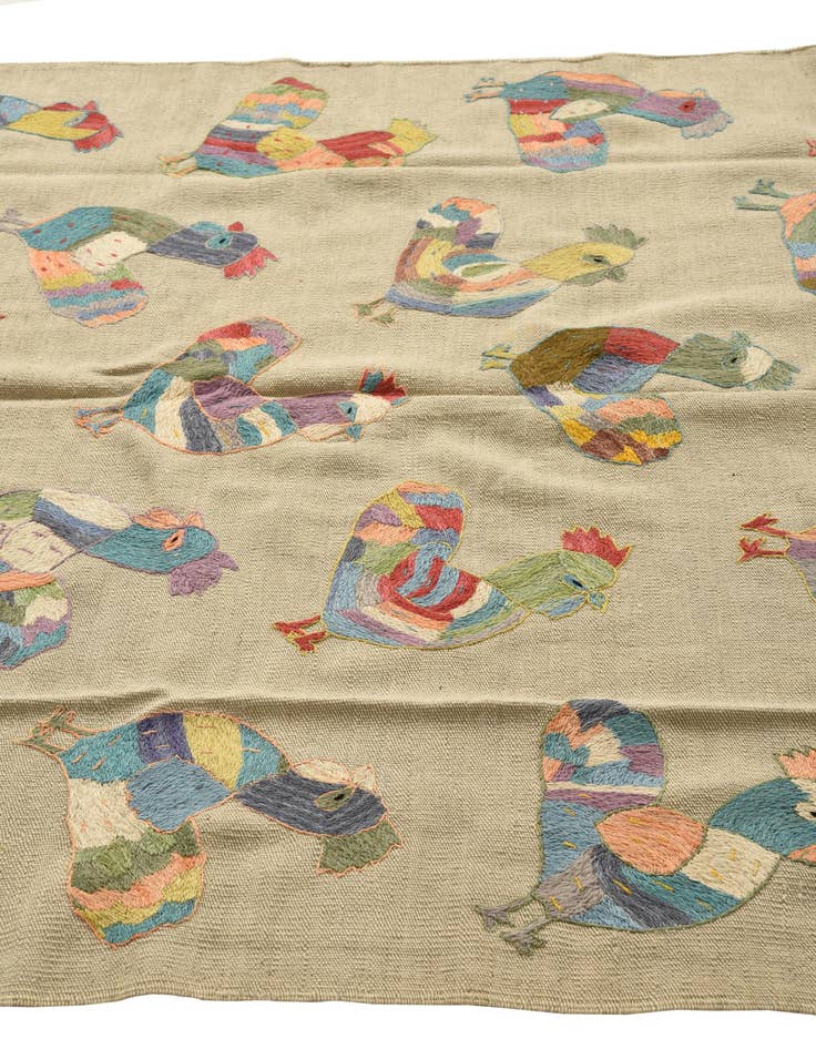 Detail image of  4' 10 x 6' 9  Hand Woven Kilim Suzani Wool Rug