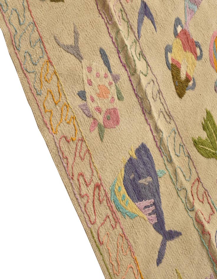 Detail image of  4' 9 x 6' 4  Hand Woven Kilim Suzani Wool Rug