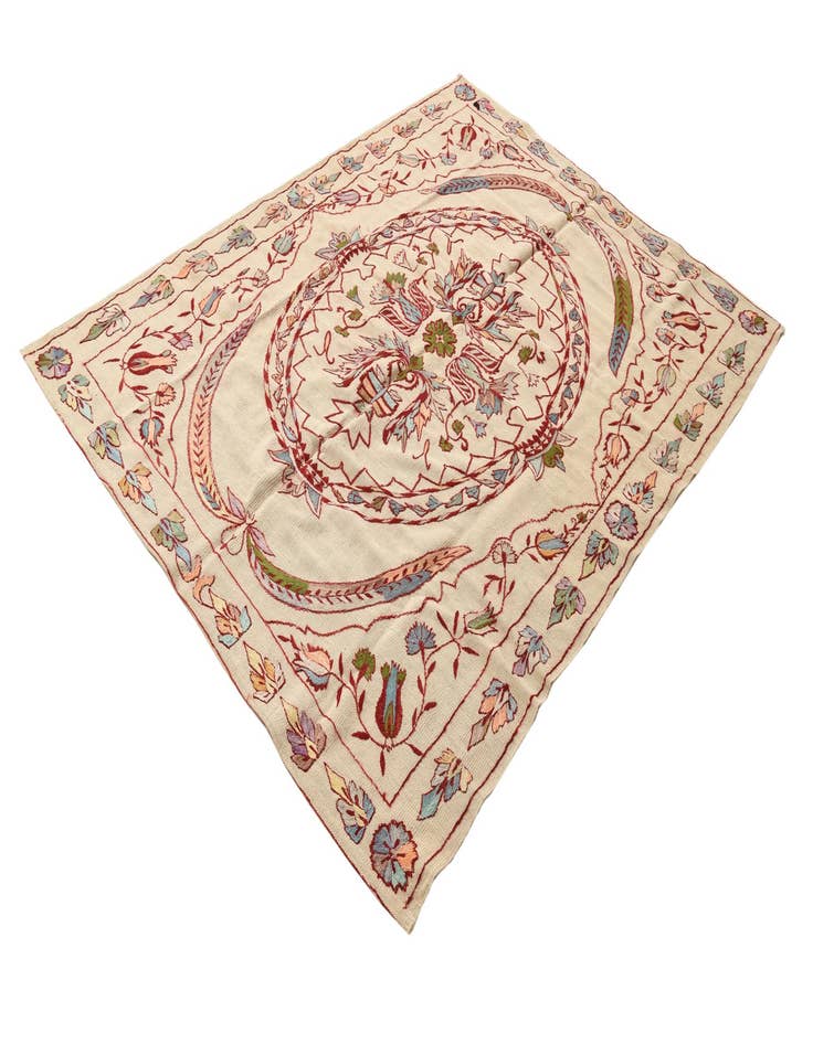 Detail image of  5' 10 x 7' 10  Hand Woven Kilim Suzani Wool Rug