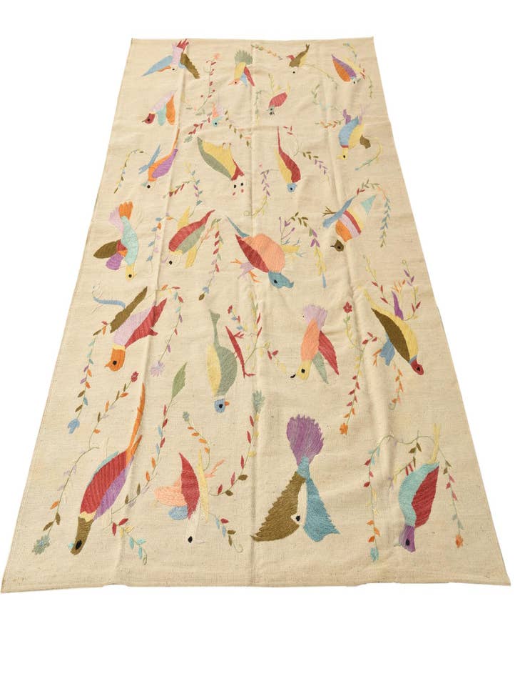 Detail image of  5' 6 x 7' 7  Hand Woven Kilim Suzani Wool Rug