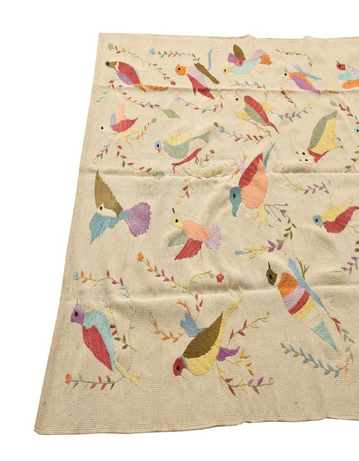 Detail image of  5' 6 x 7' 7  Hand Woven Kilim Suzani Wool Rug