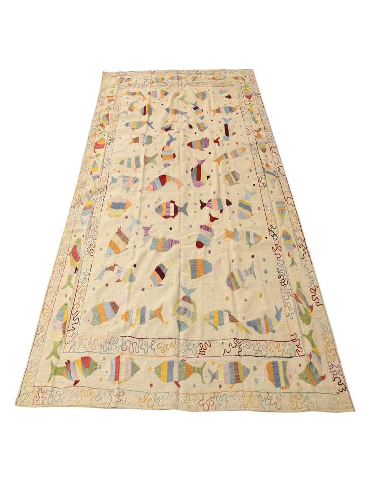 Detail image of  7' 2 x 9' 6  Hand Woven Kilim Suzani Wool Rug