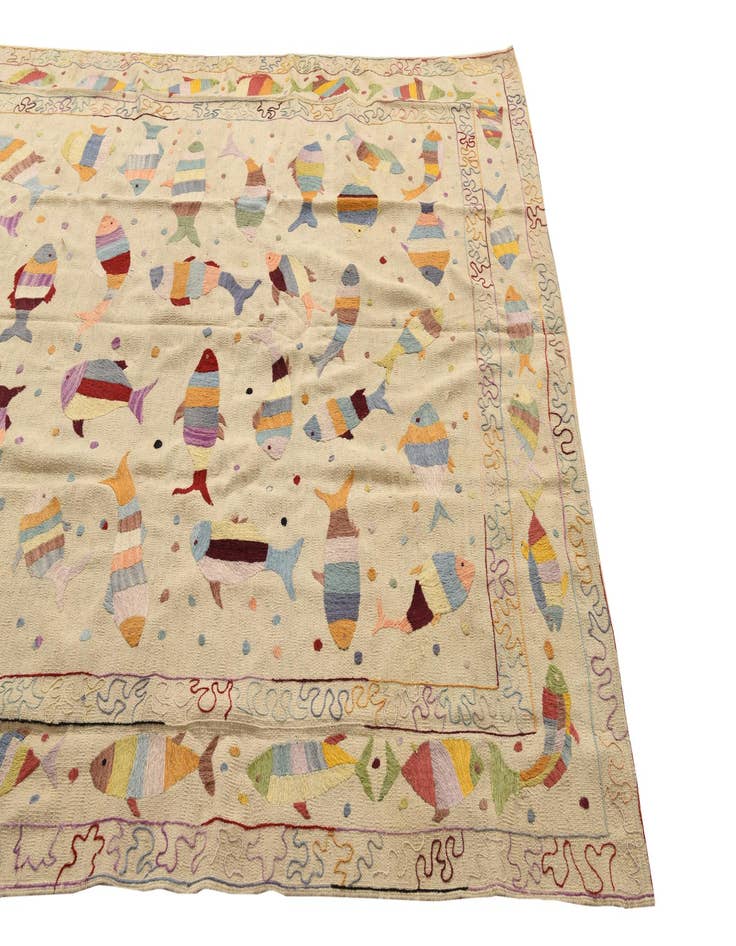 Detail image of  7' 2 x 9' 6  Hand Woven Kilim Suzani Wool Rug