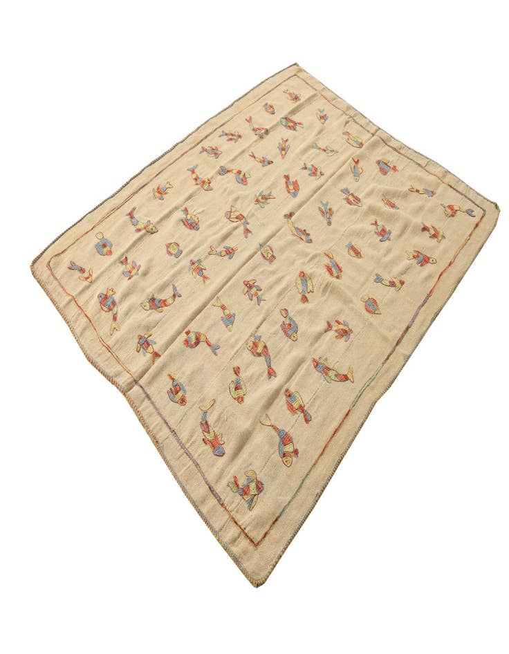 Detail image of  5' x 6' 6  Hand Woven Kilim Suzani Wool Rug