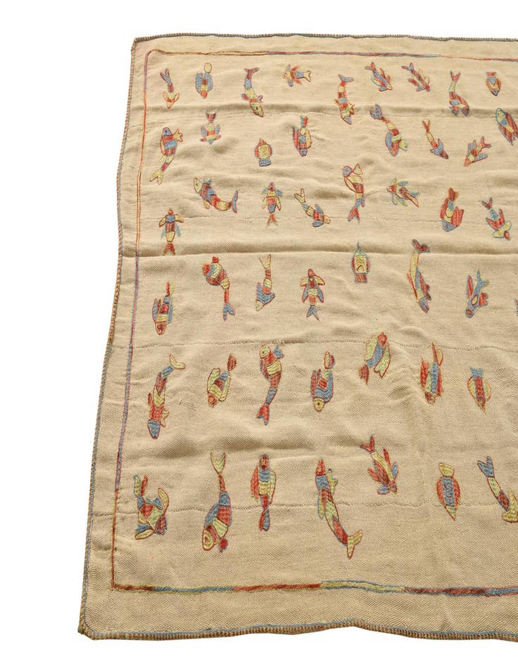 Detail image of  5' x 6' 6  Hand Woven Kilim Suzani Wool Rug