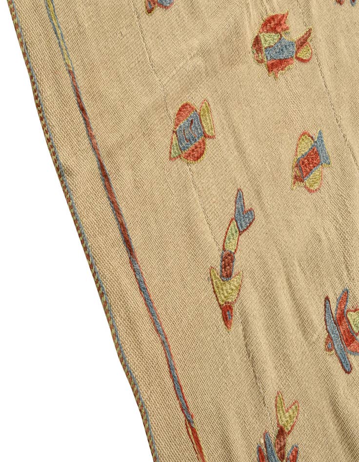 Detail image of  5' x 6' 6  Hand Woven Kilim Suzani Wool Rug