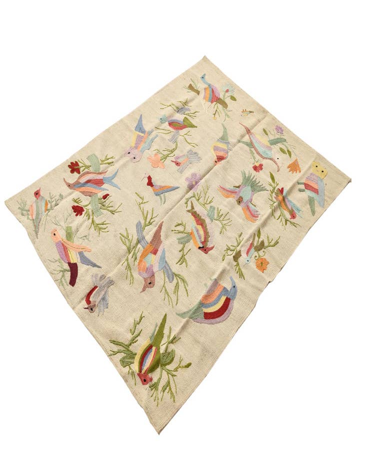 Detail image of  4' 2 x 5' 8  Hand Woven Kilim Suzani Wool Rug