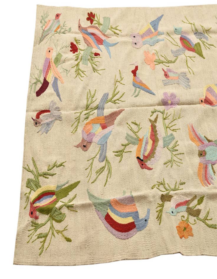 Detail image of  4' 2 x 5' 8  Hand Woven Kilim Suzani Wool Rug