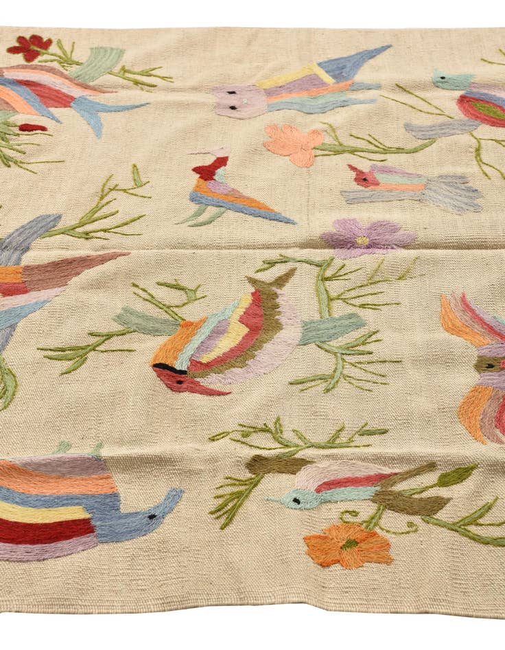 Detail image of  4' 2 x 5' 8  Hand Woven Kilim Suzani Wool Rug